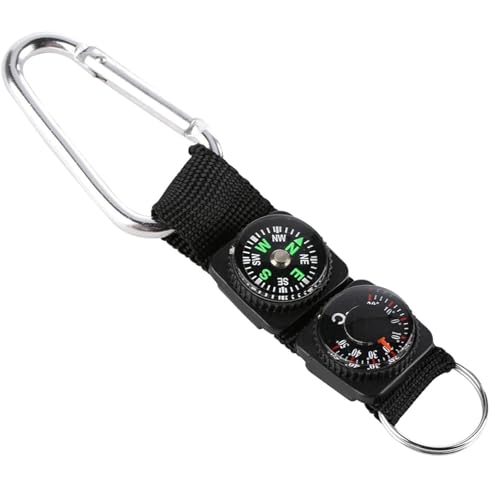IUSOT 3-in-1 Kompass Schlüsselanhänger mit Thermometer Multifunktionales Outdoor-Navigationswerkzeug Karabiner Schlüsselanhänger Kompass Outdoor für Wandern Camping & Reisen