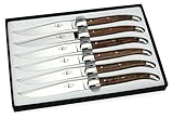Besonders edle Tafelmesser Forge de Laguiole - Set di 6 coltelli da bistecca Con manico in Legno di Noce, coltello da tavola Francese in Acciaio lucido