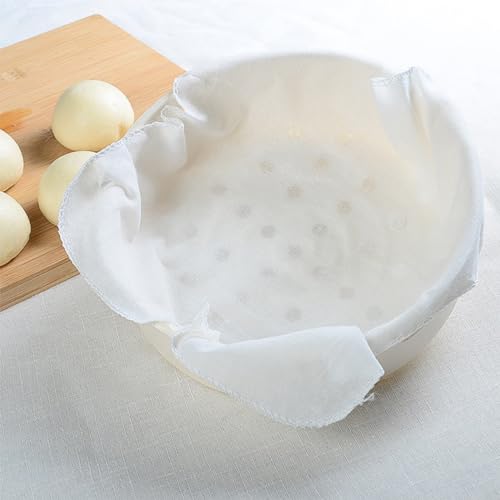 NUZAMAS Lot de 2 inserts vapeur en coton de 40 cm - Tapis de cuisson vapeur respirant - 39,9 cm - Réutilisables, anti-adhésifs - Chiffon filtrant alimentaire pour cuire à la vapeur des boulettes, des