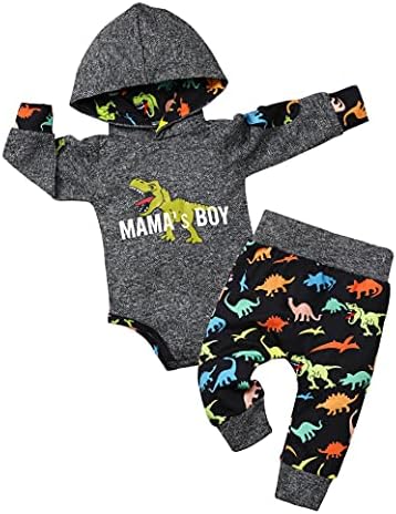 Fommy Baby Boy Clothes 0-3 Months Dinosaur clothes for baby boy clothes Hoodies + Pants Outfit Winter 2Pcs Set gifts