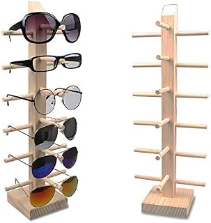 Princess-J 6 Tier Wooden Eyeglasses Sunglasses Eyewear Display Rack for Trade Show Retail