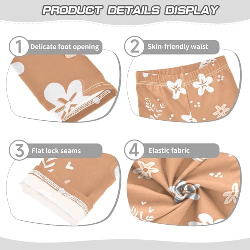 Little Flower Botanical Girls Leggings Ultra Soft Compression Yoga Gym Pants for Kids 4-10T3