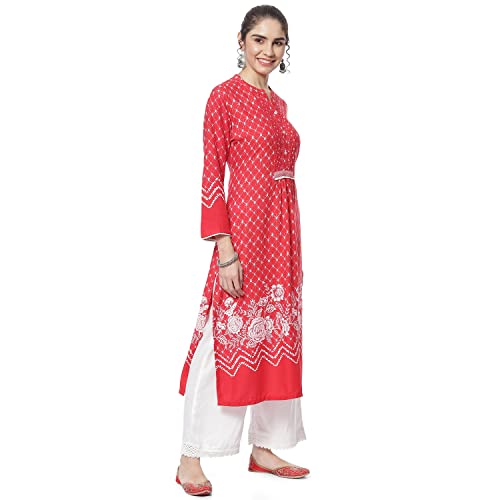 Image of Rangriti Off White Liva Straight Kurta for Women