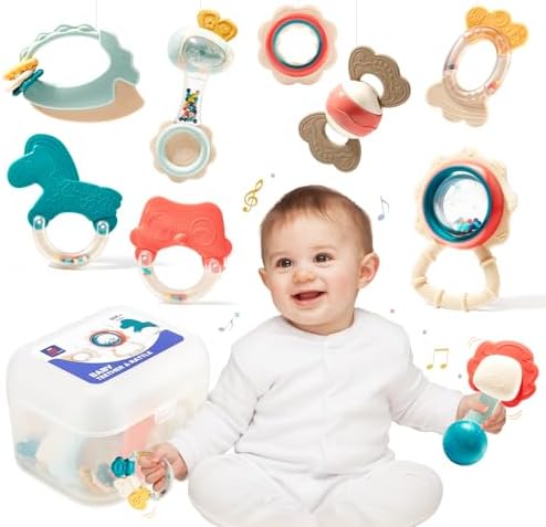 hahaland Sonajeros y Mordedor Juguetes Bebes 0 3 6 12 meses, Sens...