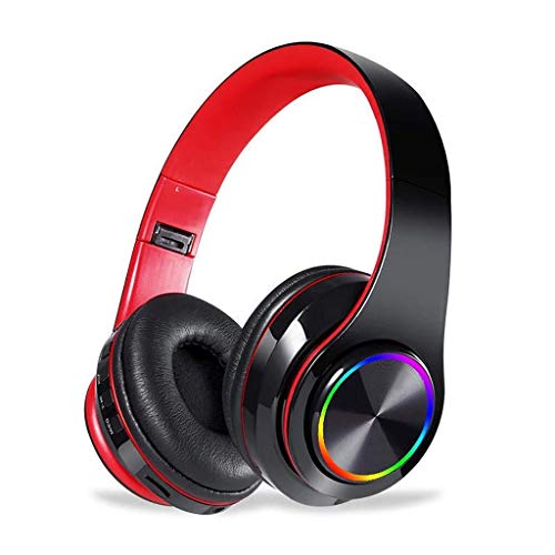 sans Fil Bluetooth 5.0 Casque Gaming Headset Over-Ear Casque Antibruit Intégré Lumière Micro LED for PC Portable, Carte TF 32G Peut Être Inséré (Compatible avec Le Format MP3)