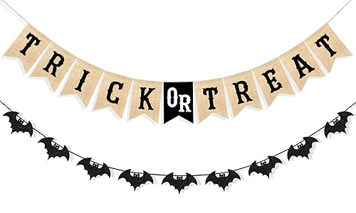 Image of Uniwish Trick or Treat Banner Garland Halloween Decorations for Mantel
