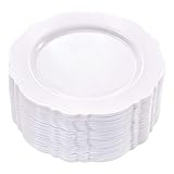 WDF 60pcs White Plastic Plates -7.5inch Baroque White Disposable Dessert/Salad Plates for Upscale...