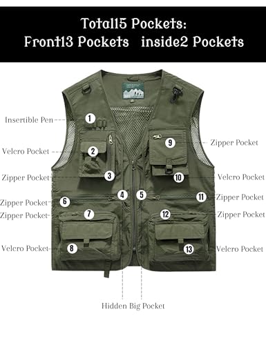 Men's Lightweight Mesh Fishing Vest Utility Outdoor Multi-Pocket Hunting Cargo Vest2