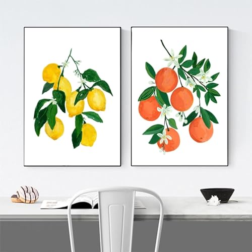 Décoration de la maison : lot de 2 toiles de fruits abstraits pour grands murs