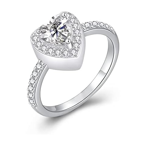 Sterling Silver Urn Ring for Ashes Cremation Jewelry Ring with Heart Cubic Zirconia Bereavement Memorial Keepsake Jewelry for Ashes of Loved Ones, 6 UK, Metal, Cubic Zirconia Cover
