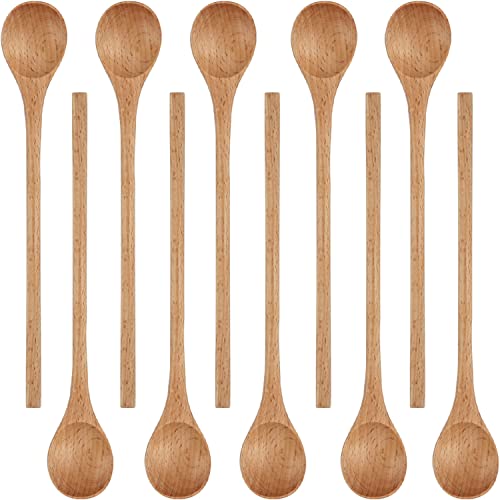 Long Handle Stirring Coffee Spoons Set Of 10 Mixing Spoon Wooden Dessert Spoons Small Espresso Spoons Cocktail Stirrers Honey Spoons For Kitchen Stirring（7.87 Inch） #TOP8