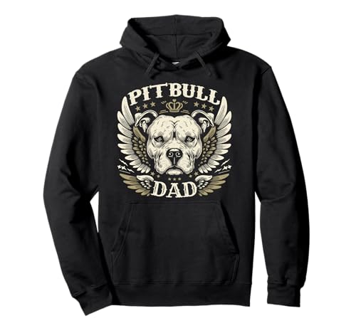 Pitbull Dad Biker Wings Amanti della Motocicletta Pit Bull Retro Felpa con Cappuccio
