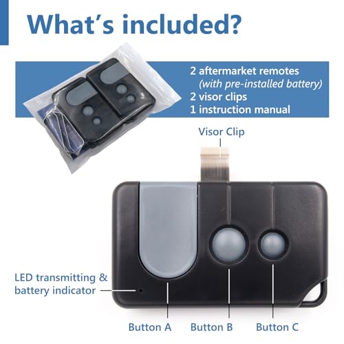 2 Replacement for Sears Craftsman LiftMaster Chamberlain (139.53753) 371LM (139.53681) 971LM (139.53879) 81LM 891LM 893MAX Garage Door Opener Remote (Solidremote L-Visor-2) - Thumbnail 2