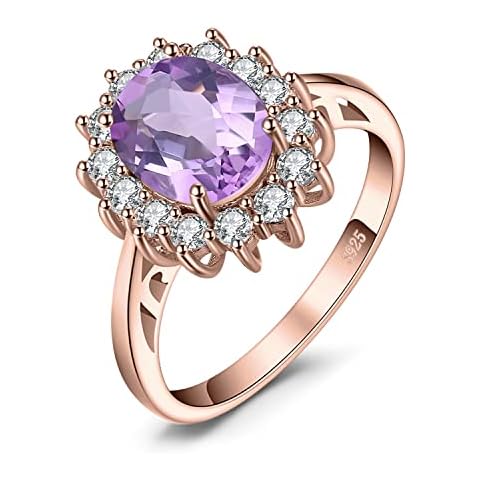 JewelryPalace Anillo Mujer Plata Amatista Natural Cover