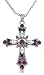 Pretty Purple and Pink Crystal 1-1/2" Religious Cross Pendant Necklace for Teens and Women