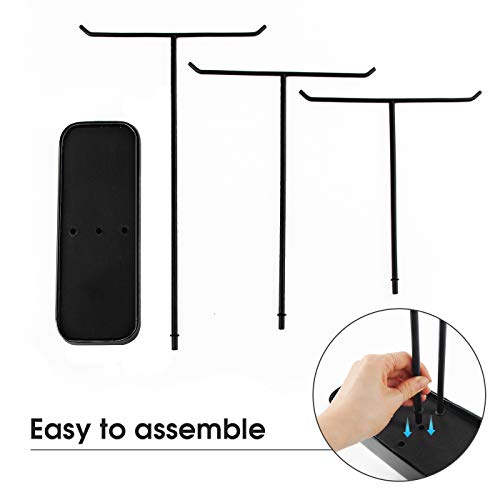 JackCubeDesign Metal 3 Tier Jewelry Display Stand Tree Organizer Necklace Holder Rack Hanger Accessory Tower with Earring Ring Tray Storage for Dresser, Vanity, Tabletop, Bedroom (Black) -MK320D - Thumbnail 4