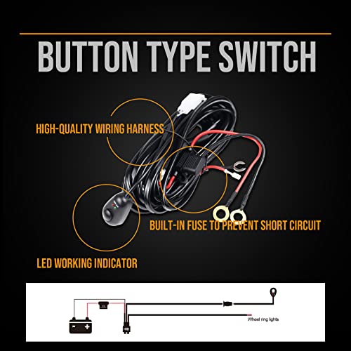 Yiswhis 17 Inch Bright White Double Row Wheel Lights, Pure White And Rocker Switch Ctrl Wheel Ring Light For Car, Truck, Pickup, Vehical Offroad-4Pcs #TOP1