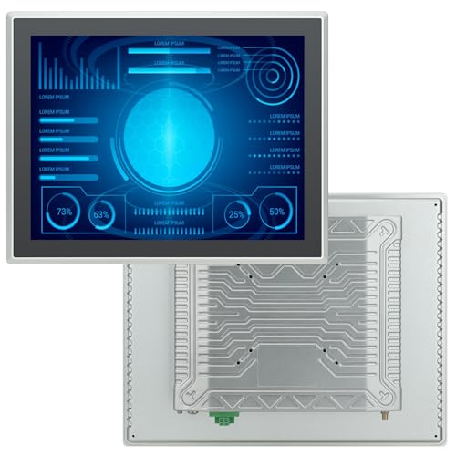Image of 15 inch Industrial Embedded Touchscreen Monitor, Capacitive Multi-Touch Screen Industrial Front IP65 Monitor Built-in Speakers, HD-MI in, USB, VGA, 4:3 1024x768 Display