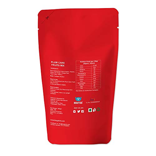 Image of BOGATCHI Happy Anniversary Plum Cake Mix - Pre-Soaked Dry Fruits Cashews, Raisins, Dates, Dry Ginger, Orange Peel, Tutty Fruity, Cherry, 300g