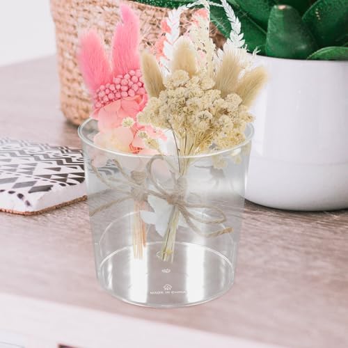 Image of HOMSFOU Translucent Round Wake up Flower Bucket 6.5 Inch Floral Storage Bin for Fresh Flower Display and Decorative Home Centerpieces