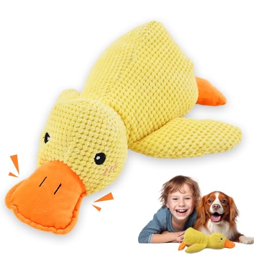 Mucpad Duck Dog Toys,2026 New Calming Toy for Dogs,Dog Toys for Aggressive Chewers,Indestructible Toy for Large Small Dogs,Durable Stuffed Dog Puppy Toys (Yellow, Small)