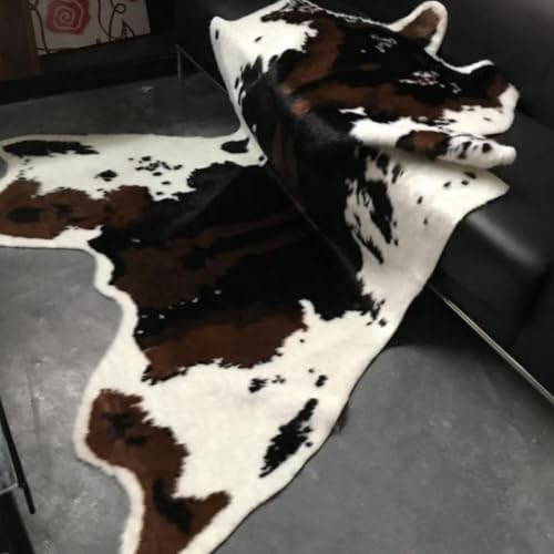 Alfombra de vaca negra multifuncional para sala y dormitorio cómodo 4
