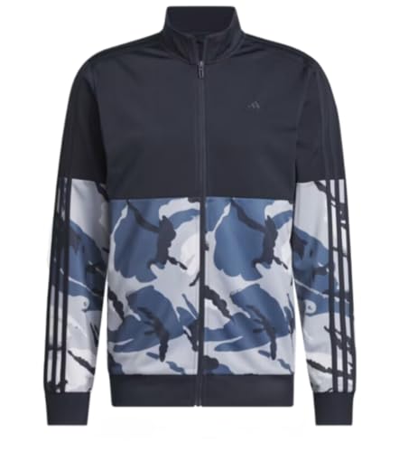 adidas Mens Camo Tricot Track Warm up Jacket Blue X-Large