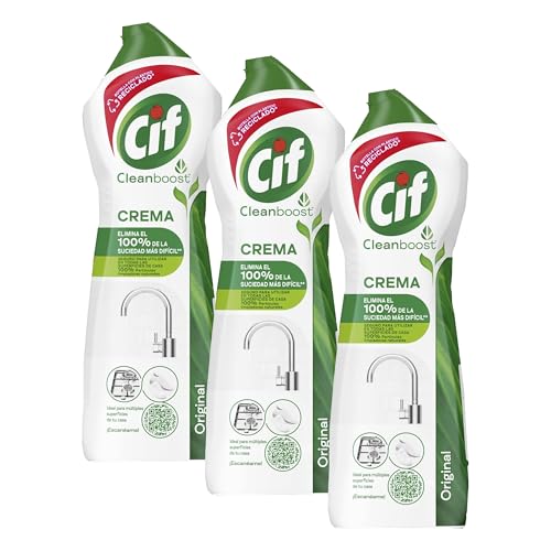 Cif Original Crema Limpiadora de Superficies Multiusos 100% Eficaz contra la Suciedad más dificil 750 ml. 3 Unidades