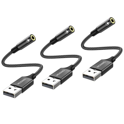 Image of MOSWAG USB to Audio Jack Adapter 0.65Feet /20cm,External Sound Card Jack Audio Adapter with 3.5mm Aux Stereo Converter Compatible with Headset,PC,Laptop,Linux,Desktops,PS4 and More Device