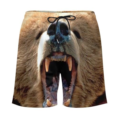 Roaring Grizzly Bear Men's Swim Trunk Quick-Dry Shorts with Mesh Lining And Pockets3