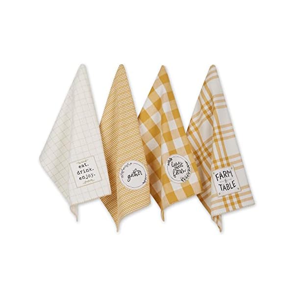 DII Home Sweet Farmhouse Kitchen Collection, Dishtowel Set, 18x28, Honey Gold, 4 Count