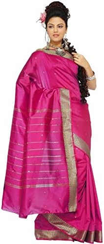 Womens Indian Ethnic Traditional Banarasi Art Silk Saree Sari Wrap Fabric Dress Drape