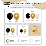 FOTIOMRG Black and Gold Balloons Garland Arch Kit, 5 10 12 18inch Black Gold Confetti Latex Balloons for 2025 Graduation New Year Anniversary Birthday Party Decorations - Image 2