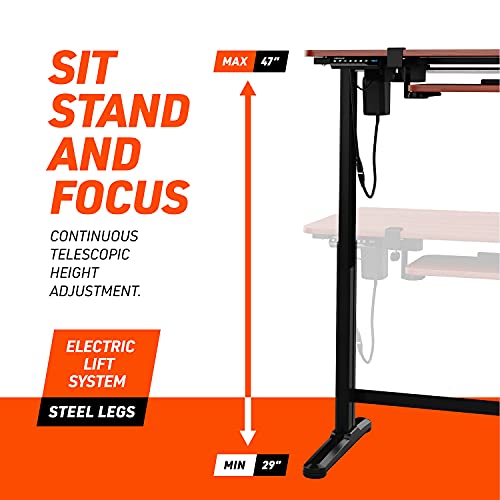 Truweo Adjustable Electric Standing Desk – 50 X 23.6 Inches Sit To Stand Office Desk With Cable And Sliding Keyboard Tray – 3 Controlled Memory Height Settings – Anti-Scratch Surface – Brown #TOP1