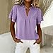 Womens Boho Tops Layered Ruffle Sleeve V Neck Blouses Summer Dressy Casual Flowy Dots Vacation Shirts Fashion Clothes Purple