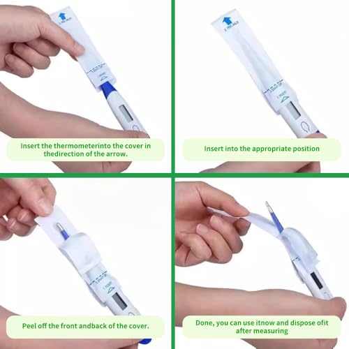 Digital Thermometer Probe Covers 200 Pack, Universal Disposable Thermometer Covers for Oral, Rectal & Underarm Use, Hygienic Thermometer Sleeves for Adults, Kids & Babies