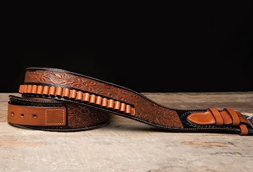 Hulara Full Grain Buff Leather Ammo Belt 22 Cartridge Belt Western Ammo Case Bullet Ammo Loops for Men3