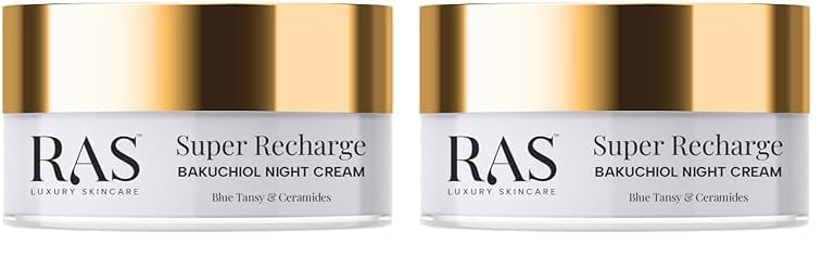 Ras Luxury Oils Super Recharge Night Cream with Bakuchiol (Natural Retinol) & Peptides| Anti-aging Formula | Hydrates & Strenghten Skin Barrier | Reduces Fine Lines & Wrinkles | Luxury Skincare | 8gm