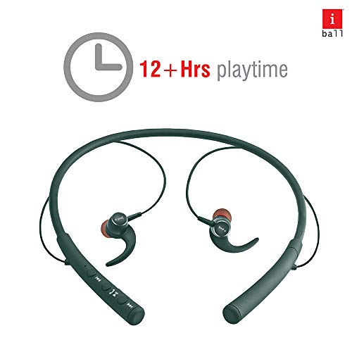 Image of iBall EarWear Base BT 5.0 Neckband Earphone with Mic and 12 Hours Battery Life (Forest Green)