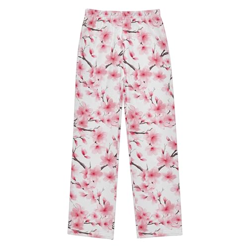Cherry Blossoms Branch Long Pajama Pants Elastic Waist PJ Bottoms with Pockets S A1102752