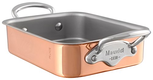 Mauviel M'Minis 1 mm Copper and Stainless Steel Roasting Pan With Cast Stainless Steel Handles, 7.1 x 5.5-In, Made in France