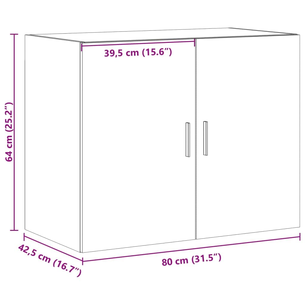 vidaXL Wandschrank, Hängeschrank mit Stauraum, Lagerschrank Wandmontage für Wohnzimmer Schlafzimmer Garage, Aufbewahrungsschrank Schrank, Räuchereiche Holzwerkstoff