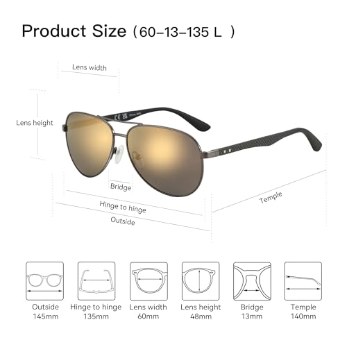 Image of ZENOTTIC Polarized Aviator Sunglasses for Men Carbon Fiber Temple Pilot Sun Glasses with Mirrored Lens UV Protection