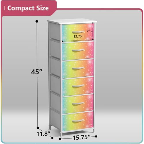 Sorbus Dresser for Kids Bedroom, Wood Top (6 Drawer, Colorful with Stars) - image 4
