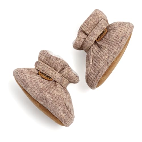 Baby Boys Girls Thermal Cotton Booties Non Skid Soft Sock Boots Infant Slippers Newborn First Walker Crib Shoes Apricot 11CM4