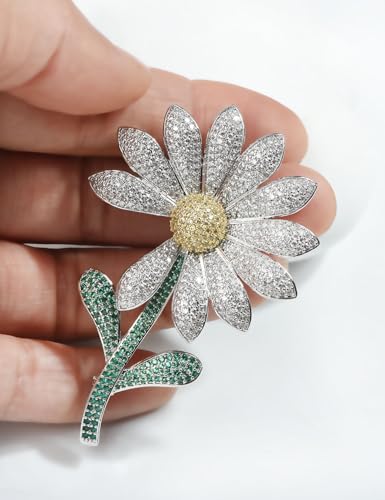 Image of Daisy Boutonniere Flower Lapel Pin Brooch Breastpin Sunflower Tie Pins Tie Tack Pins for Women Hat Jacket Suit