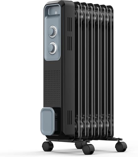 COWSAR Ölradiator Energiesparend, Überhitzungs&Kippschutzschutz, kabelaufbewahrbar, Raumthermostat, mit Räder