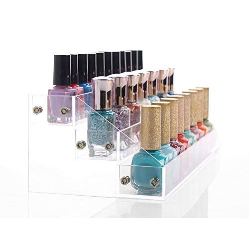 Sooyee Acrylic 3 Layer Nail Polish Rack Tabletop Display Stand Holds Up 36 Bottles,Clear 3 Tier Essential Oils Holder,12.2X4.72X3.4 Inch Pack of 1