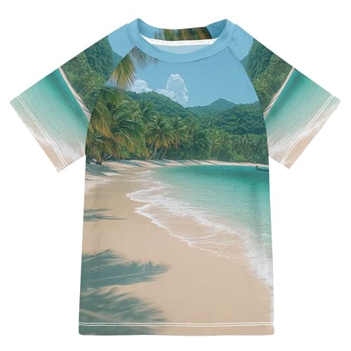 Summer Beach with Palm Tress Girl Bathing Suit Sun Protection Teen Clothing Swimwear Beach Tops 3T