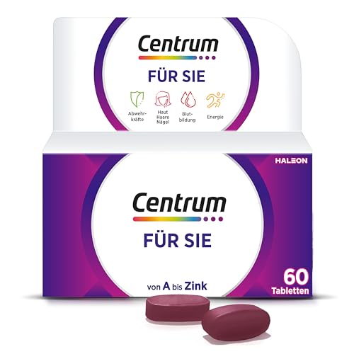 Multivitamin - Centrum Für Sie, 60 St. - Hochwertiges Nahrungsergänzungsmittel mit Mikronährstoffen speziell für Frauen - Vitamine, Mineralstoffe und Spurenelemente zur täglichen Komplettversorgung